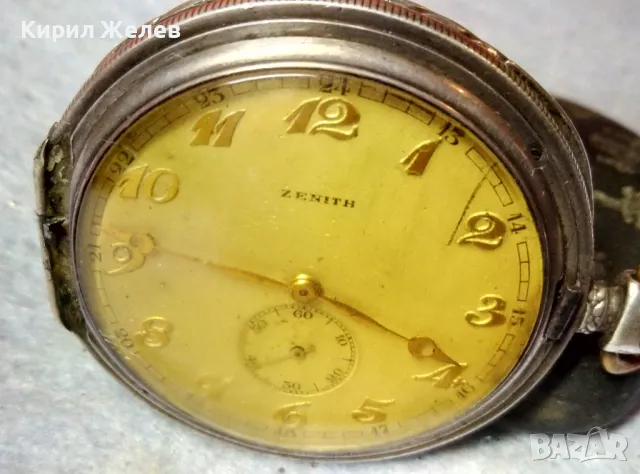 ZENITH Стар КОЛЕКЦИОНЕРСКИ ШВЕЙЦАРСКИ СРЕБЪРЕН ДЖОБЕН ЧАСОВНИК ЗЕНИТ СРЕБРО 800 Рядък МОДЕЛ 49660, снимка 6 - Антикварни и старинни предмети - 48609681