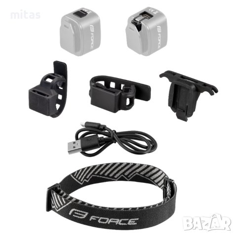 Универсална LED светлина за велосипед FORCE FLEA 200 LM, USB, Черна, снимка 4 - Аксесоари за велосипеди - 43485764