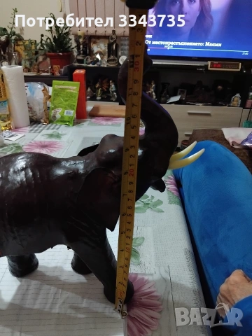 Фигура на слон покрита с естествена кожа., снимка 8 - Антикварни и старинни предмети - 53195297