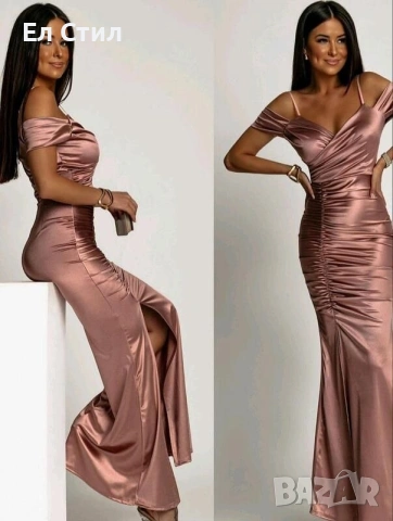 📌#Дълга #сатенена #рокля 95% сатен  5% ликра Производител: Италия Хс С  М  47 евро Еконт, снимка 2 - Рокли - 53500941