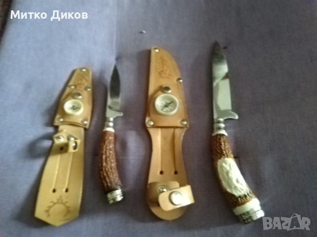 Ловни ножове БЛРС от соца калъф естествена кожа и компас-чисто нови