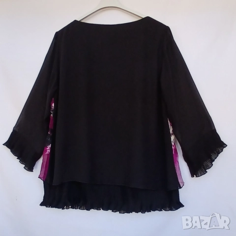 Дамска луксозна  копринена блуза с прозрачни черни ръкави., снимка 5 - Туники - 51826347