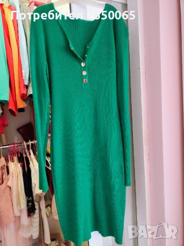 Нова тревисто зелена рокля плетиво рипс!, снимка 4 - Рокли - 51843217