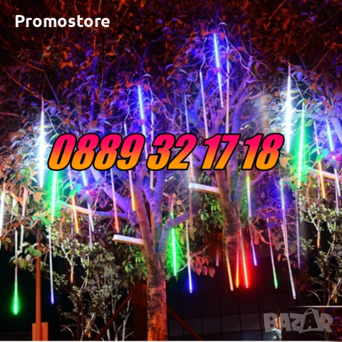 Коледни висулки падащ сняг 50 см , многоцветна, к-т от 8 тръби, снимка 2 - Декорация за дома - 52428177