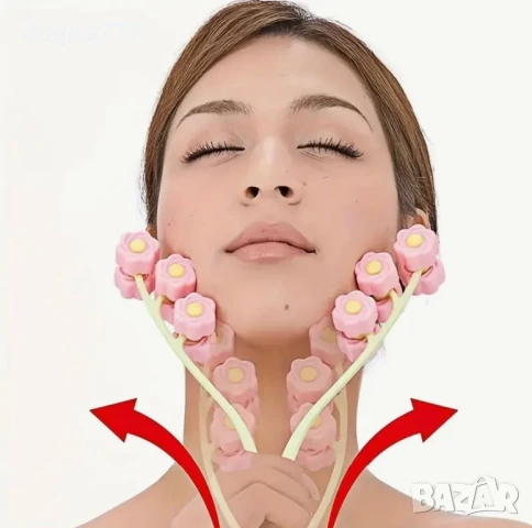 Лицев масажор, Масажор за лице, Масажен валяк тип цвете за V-образно лице, стягане и укрепване