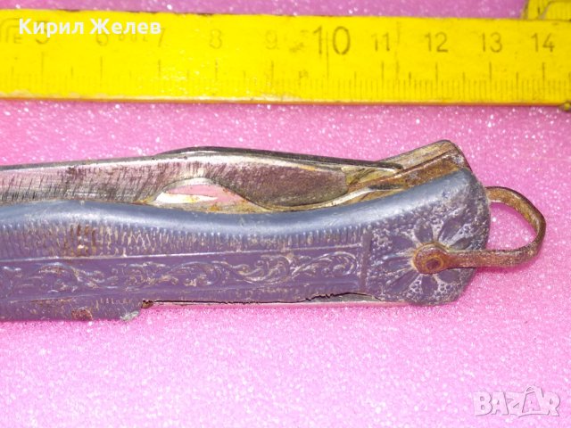 USSR Старо РЯДЪК КОЛЕКЦИОНЕРСКИ МОДЕЛ РУСКО РИБАРСКО ДЖОБНО НОЖЧЕ СССР ФЛОРАЛНО ОРНАМЕНТИРАНО 43099, снимка 11 - Колекции - 44041328