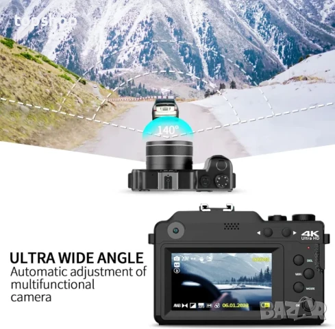 Цифрова фотокамера TEKXDD, 4K Vlog камера, 64GB SD, 18X увеличение, двойна камера предна и задна..., снимка 11 - Камери - 50542377