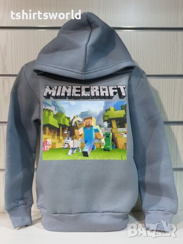 Нов детски суичър в тъмносив цвят с дигитален печат MINECRAFT, снимка 3 - Детски анцузи и суичери - 38507018