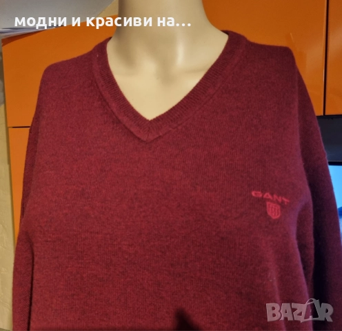 Мъжки пуловер Gant агнешка вълна, размер L, снимка 6 - Пуловери - 52887177