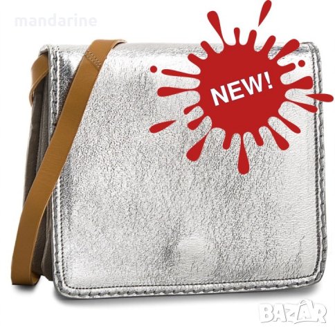 ПРОМО 🍊 CLARKS 🍊 Малка дамска чанта от ест. кожа и велур с метален ефект нова с етикети, снимка 10 - Чанти - 28336504