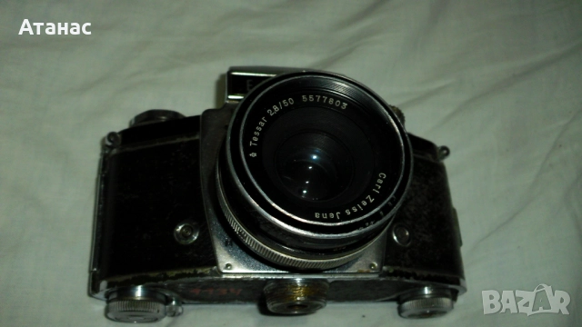 Стар фотоапарат EXAKTA +обектив Carl Zeiss Jena Tessar 2.8/50, снимка 3 - Фотоапарати - 51829613