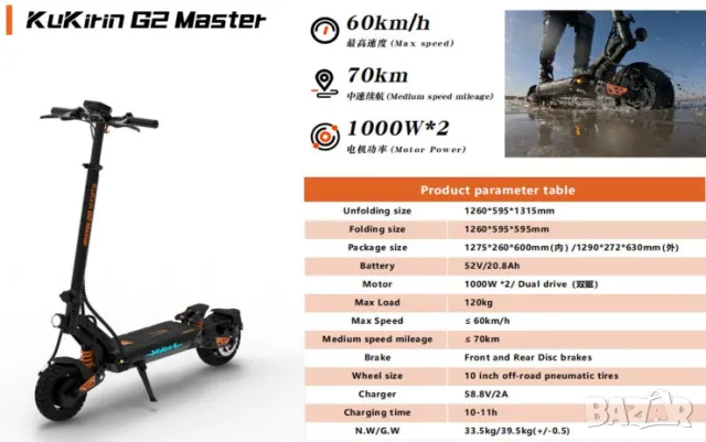 Електрически скутери/електрически тротинетки KuKirin  ​, снимка 3 - Други спортове - 47422378