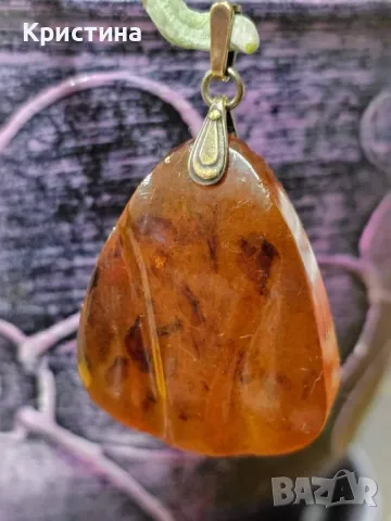 Руски (СССР) сребърен медальон с Кехлибар , снимка 5 - Колиета, медальони, синджири - 49968626