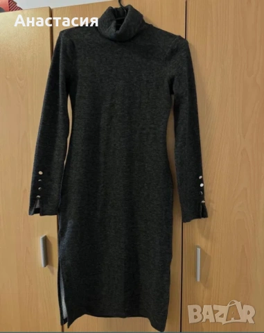 Топла трикотажна рокля миди, снимка 2 - Рокли - 53406387