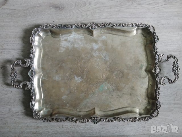 стара посребрена табла,поднос от месинг, снимка 1 - Други ценни предмети - 38648137