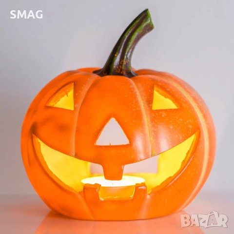 Halloween / Хелоуин декоративна тиква от полирезин, Ø25x27 см_1256063, снимка 2 - Декорация за дома - 52008130