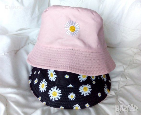 Двулицева шапка идиотка на маргаритки, снимка 2 - Шапки - 32842340