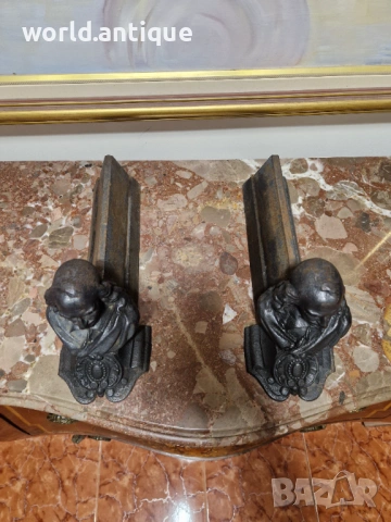 Уникални антикварни френски чугунени стойки за камина , снимка 7 - Антикварни и старинни предмети - 53139710
