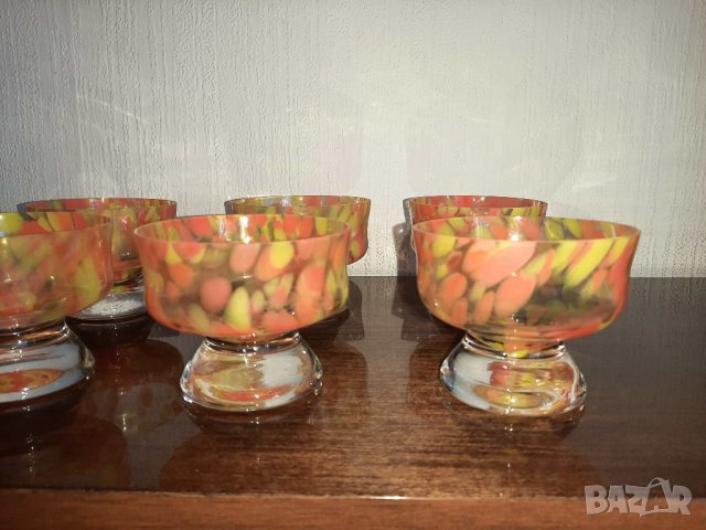 Комплект 6 броя чаши (купички) от стъкло, Полша, снимка 2 - Сервизи - 44066574