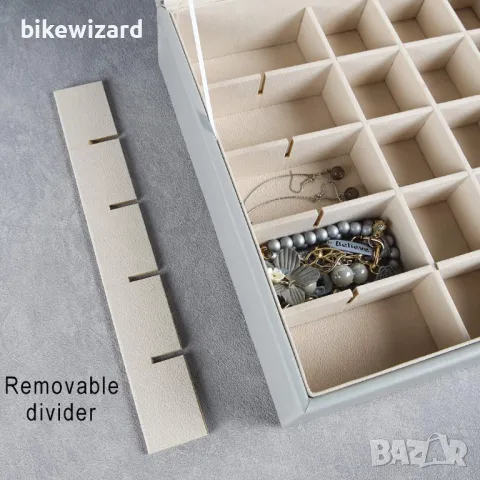 Frebeauty Органайзер за обеци и бижута 50 отделения, двуслойна кутия НОВО, снимка 2 - Други - 49868269