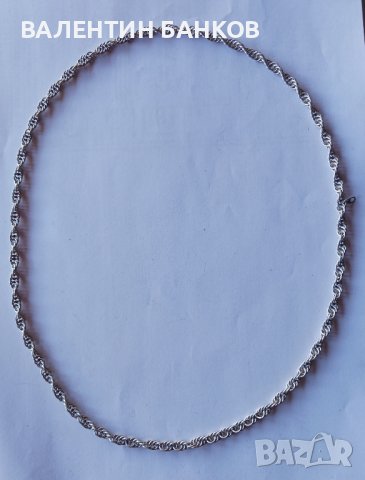 Сребърен синджир с усукана тройна плетка, снимка 2 - Колиета, медальони, синджири - 44067203