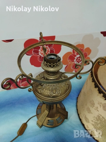 Бронзова лампа Арт Нуво, снимка 4 - Настолни лампи - 53143709