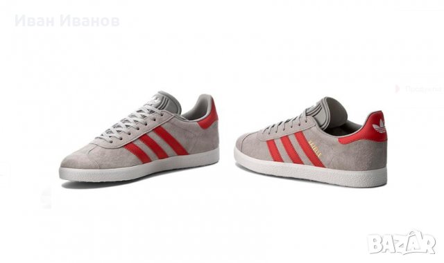 кецове   ADIDAS Gazelle Grey Red Man номер  42- 42,5, снимка 7 - Кецове - 33223747