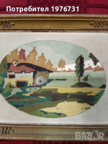 Стара Гипсова рисувана картина , снимка 2 - Антикварни и старинни предмети - 40442217