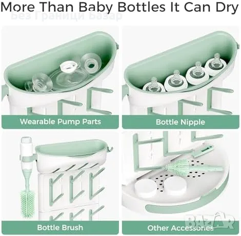 Нова Momcozy стойка за сушене – 18 шишета, пестене на място, безопасна, снимка 3 - Други - 50166408