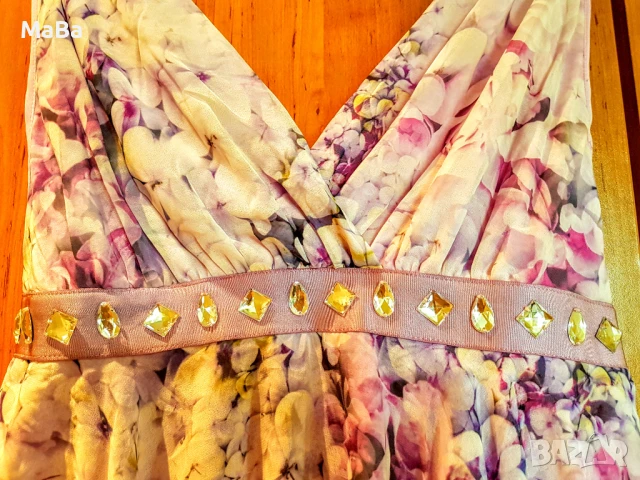 Английска КЪСА ОФИЦИАЛНА РОКЛЯ с кристали - S, M, снимка 2 - Рокли - 50781089