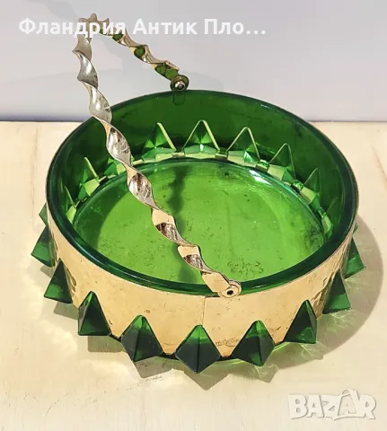 Винтидж ръчно изработена кристална кошница "Brama" с месингови акценти, снимка 6 - Декорация за дома - 49434831