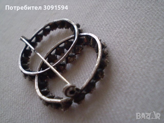 Дамска брошка  с кристали и сребърно покритие, снимка 5 - Антикварни и старинни предмети - 36648883