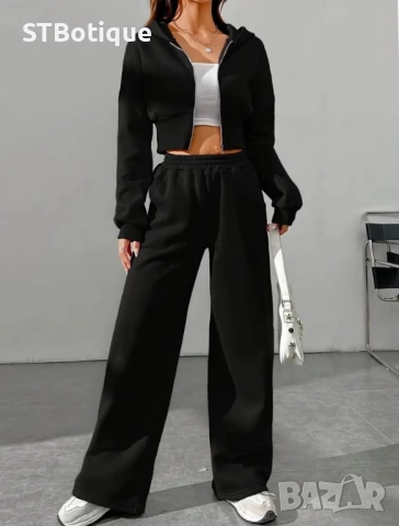 🌸 Дамски Елегантен Комплект с Цип – Суитшърт и Панталони | STBoutique 🌸, снимка 3 - Спортни екипи - 51952450