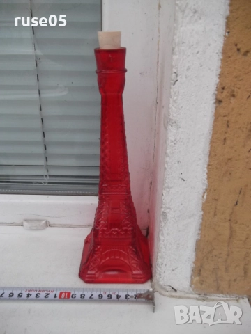 Шише "Айфелова кула" стъклено червено, снимка 2 - Други стоки за дома - 52423347