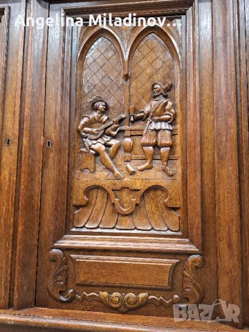 Комод, скрин, бюфет, шкаф с дърворезба , снимка 4 - Шкафове - 49358679