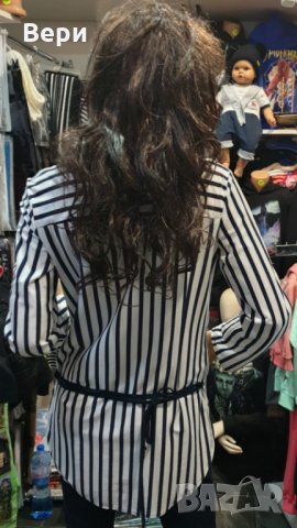 Нова дамска моряшка риза тип туника на тъмносиньо и бяло райе, снимка 12 - Ризи - 28296062