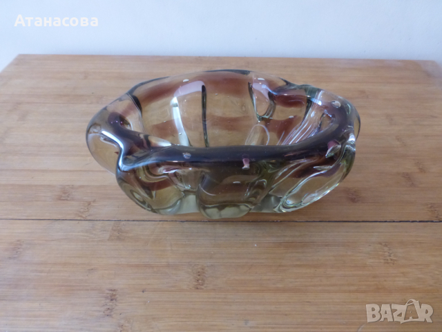 Голям стъклен пепелник Мурано 1970 г, снимка 6 - Декорация за дома - 44883627