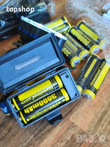 Челник с 8 батерии и зарядно, Професионален комплект челник 18000 лумена с 8 батерии 3000mAh..., снимка 12 - Прожектори - 53399161