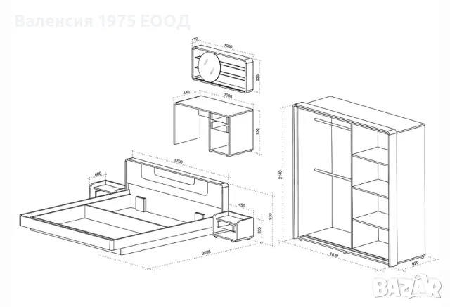 Спален комплект Арес, снимка 3 - Спални и легла - 34910735