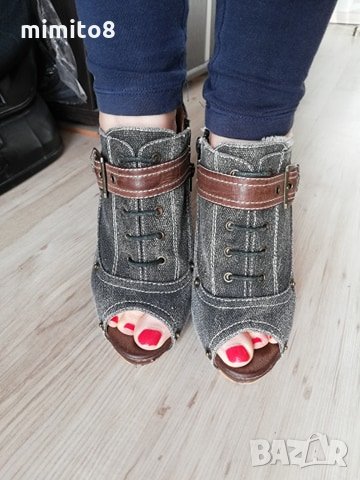 дънкови обувки на висок ток, снимка 5 - Дамски обувки на ток - 11683103