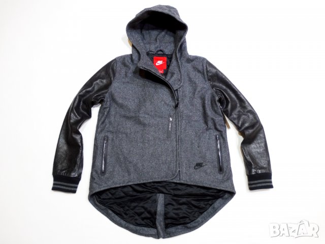 НОВО и НАМАЛЕНО! Nike WOOL LEATHER Jacket Дамско Яке Вълна + Естествена Кожа Размер М, снимка 2 - Якета - 35172033