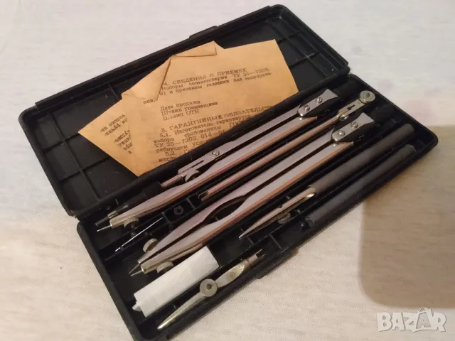 Комплект руски пергели-набор чертожньiй НЧК-9-Т-02, снимка 1