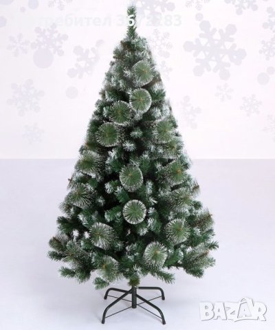 Елха - Изкуствена коледна елха с бели връхчета и шишарки, снимка 1 - Декорация за дома - 43451859