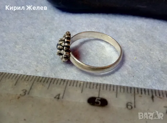 ПРЕКРАСЕН СКЪПОЦЕНЕН СРЕБЪРЕН ПРЪСТЕН СРЕБРО 925 с ФАСЕТИРАН СИН ЦИРКОН МАЙСТОРСКА ФИНА РАБОТА 33141, снимка 4 - Пръстени - 48901625