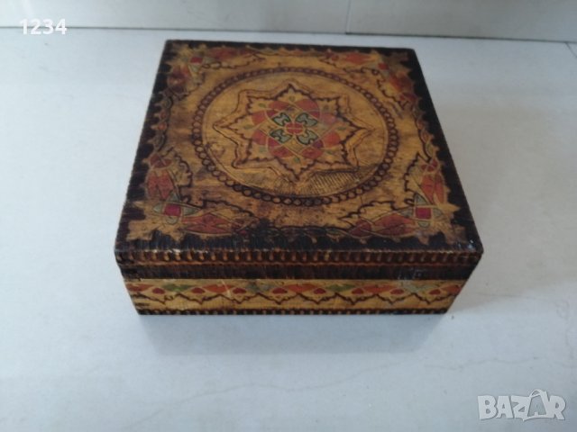 Дървена кутия 15.5 х 15.5 h 5.5 см. , снимка 1