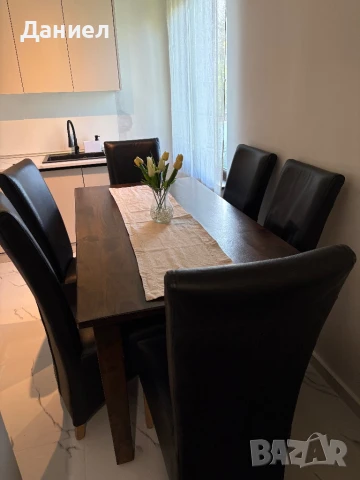 Трапезна маса с 6бр кожени столове, снимка 2 - Маси - 50934471