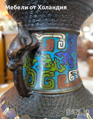 две японски вази Клоасон от 19-ти век, снимка 4 - Антикварни и старинни предмети - 52524839