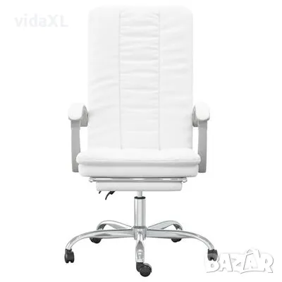 vidaXL Наклоняем офис стол, бял, изкуствена кожа(SKU:349722), снимка 3 - Столове - 48836296