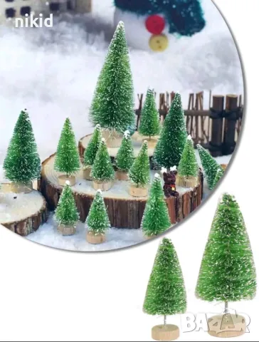 4-15 см декоративна изкуствена елха със сняг декорация украса торта маса и др, снимка 7 - Изкуствени цветя - 26743998