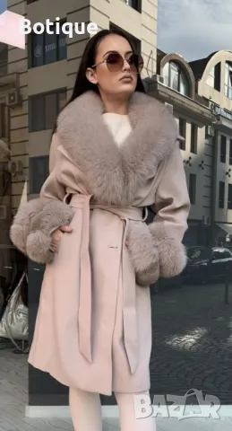 дамско палто от Кашмир и естествен косъм , снимка 3 - Палта, манта - 48566380